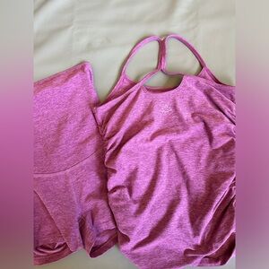 Beyond Yoga (Beyond the bump) Maternity set. Biker shorts and racerback tank top